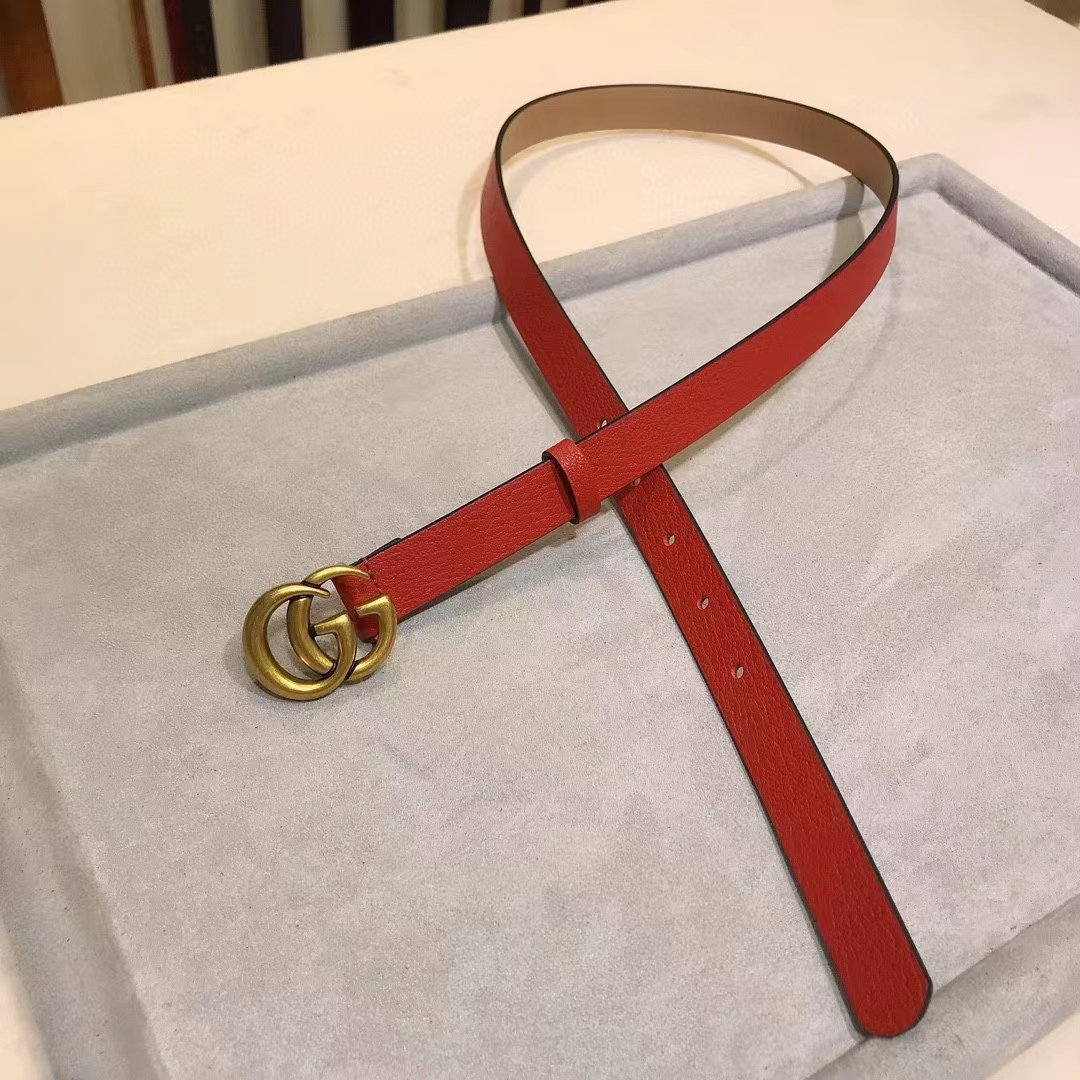 G*u*i unisex marmont reversible thin belt red leather double g buckle