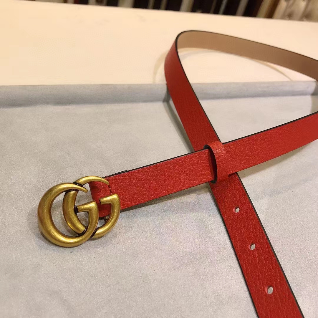 G*u*i unisex marmont reversible thin belt red leather double g buckle