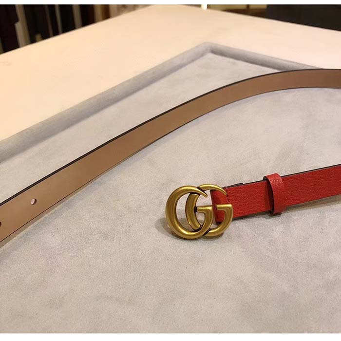 G*u*i unisex marmont reversible thin belt red leather double g buckle