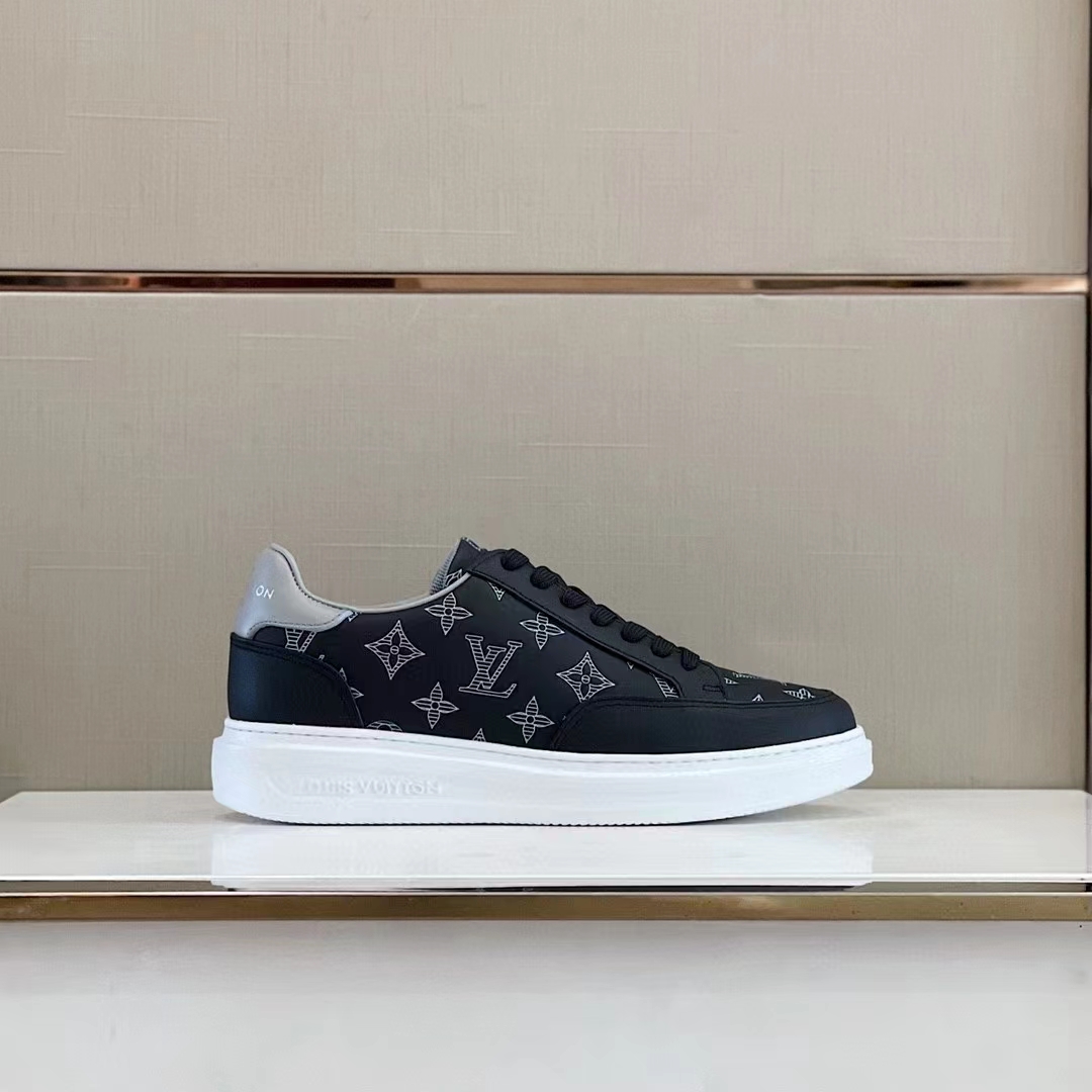 Louis Vuitton Unisex Beverly Hills Sneaker Black Monogram-Printed Calf Leather Rubber Outsole
