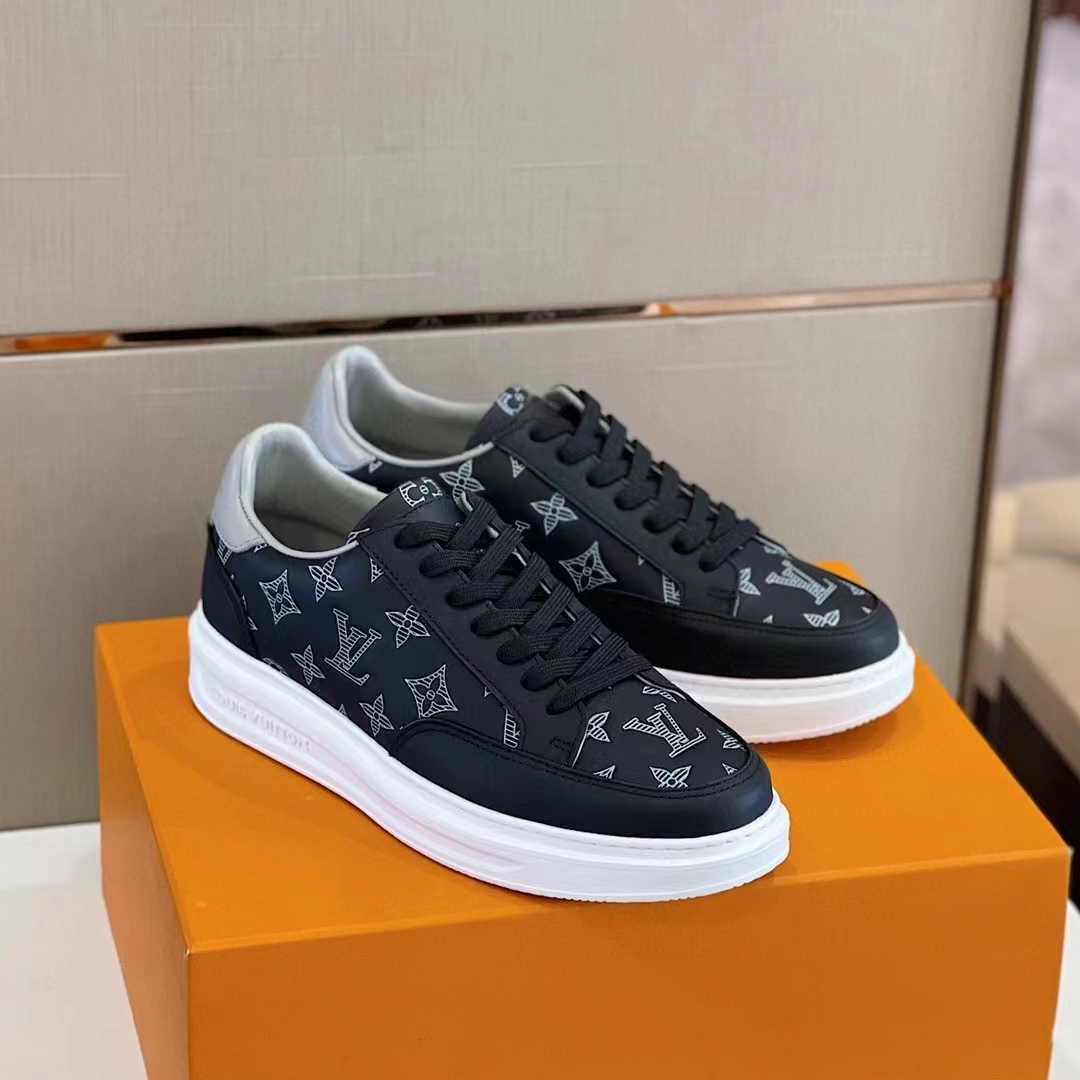 Louis Vuitton Unisex Beverly Hills Sneaker Black Monogram-Printed Calf Leather Rubber Outsole