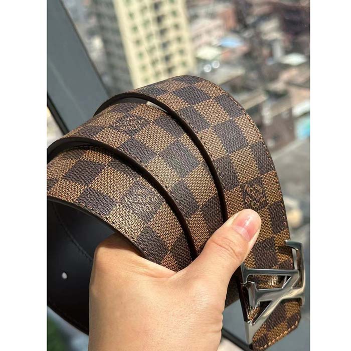 Louis Vuitton Unisex LV Initiales 40mm Reversible Belt Brown Damier Ebene Canvas