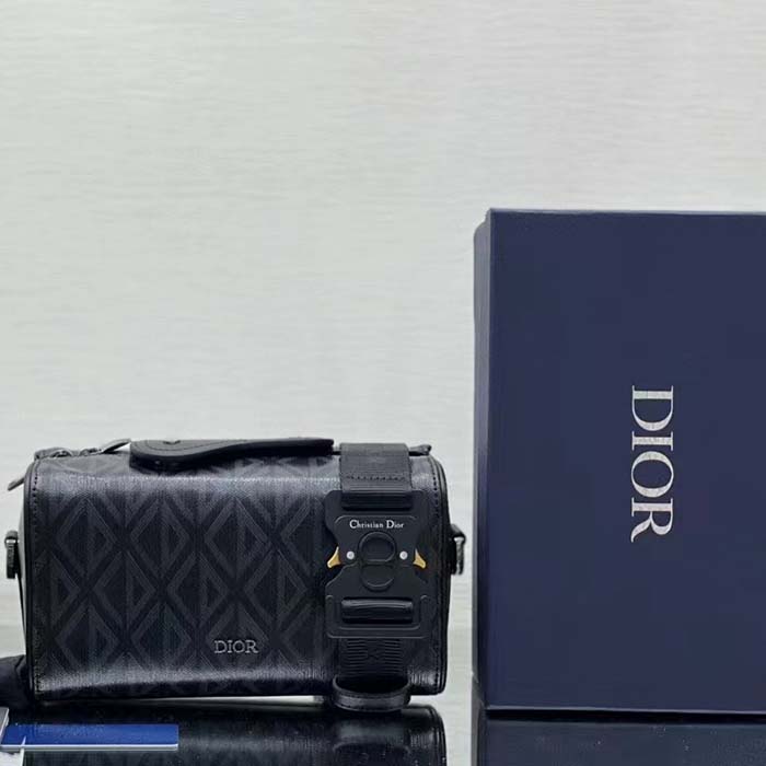 dior unisex cd lingot pouch black cd Di*m*nd canvas smooth calfskin