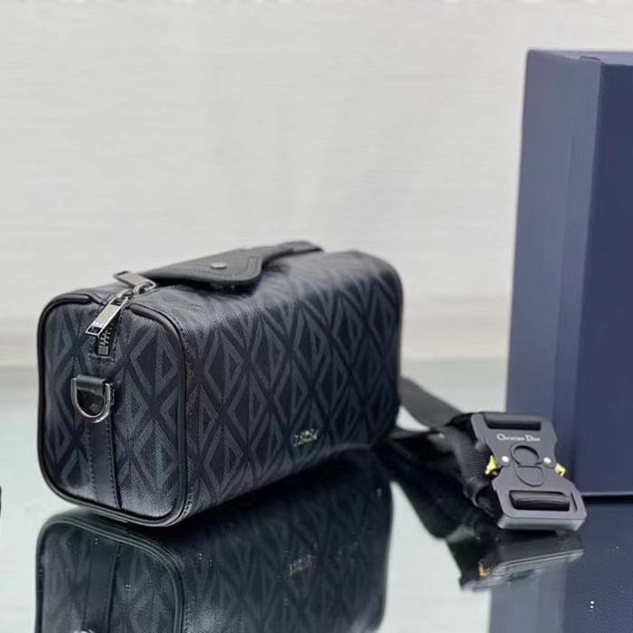 dior unisex cd lingot pouch black cd Di*m*nd canvas smooth calfskin