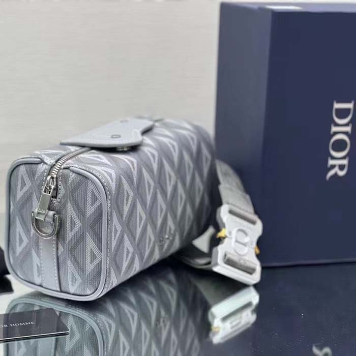 dior unisex cd lingot pouch gray cd Di*m*nd canvas smooth calfskin