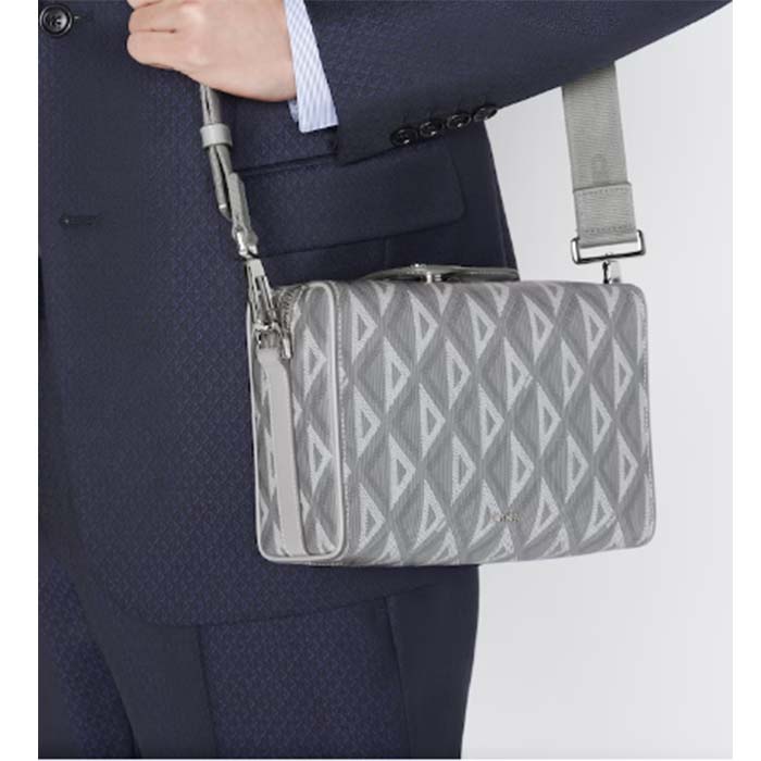 dior unisex cd lingot pouch gray cd Di*m*nd canvas smooth calfskin