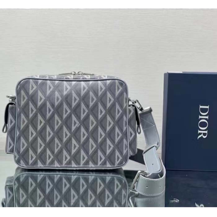 dior unisex hit the road bag messenger pouch gray cd Di*m*nd canvas smooth calfskin
