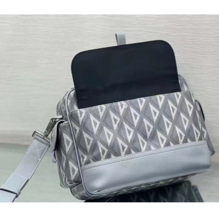 dior unisex hit the road bag messenger pouch gray cd Di*m*nd canvas smooth calfskin