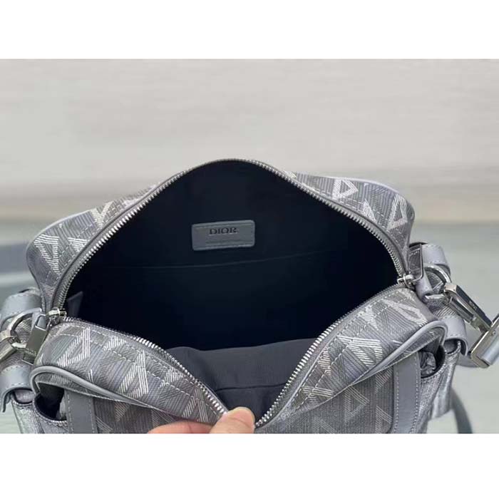 dior unisex hit the road bag messenger pouch gray cd Di*m*nd canvas smooth calfskin