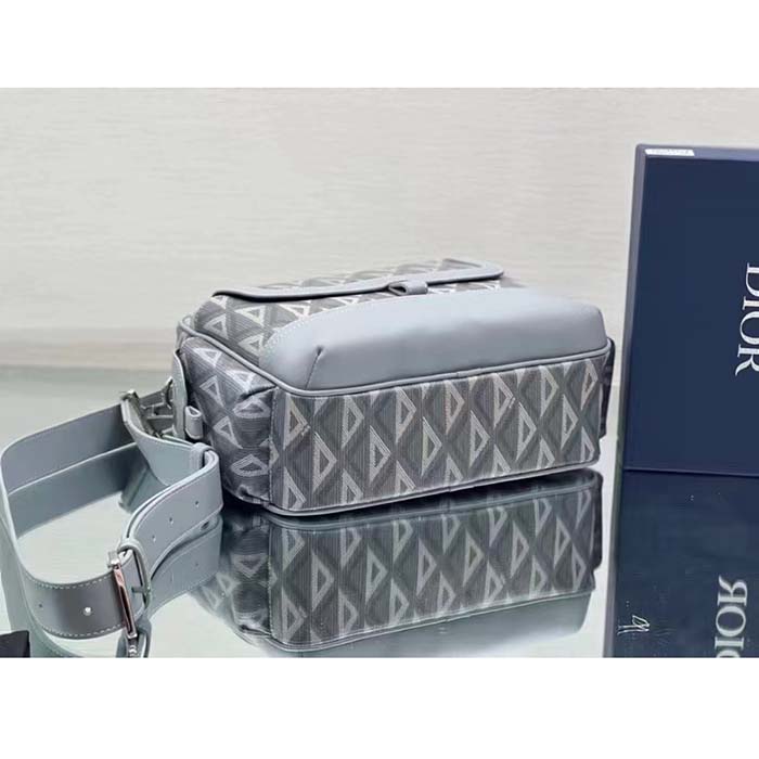 dior unisex hit the road bag messenger pouch gray cd Di*m*nd canvas smooth calfskin