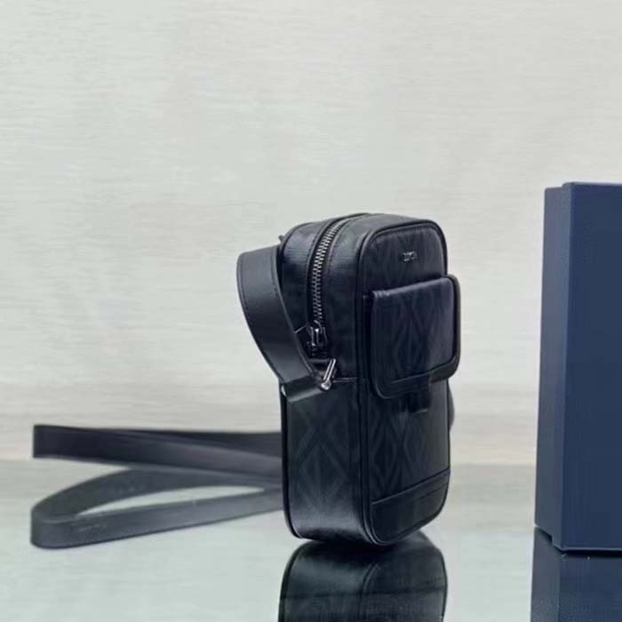 dior unisex hit the road vertical pouch black cd Di*m*nd canvas