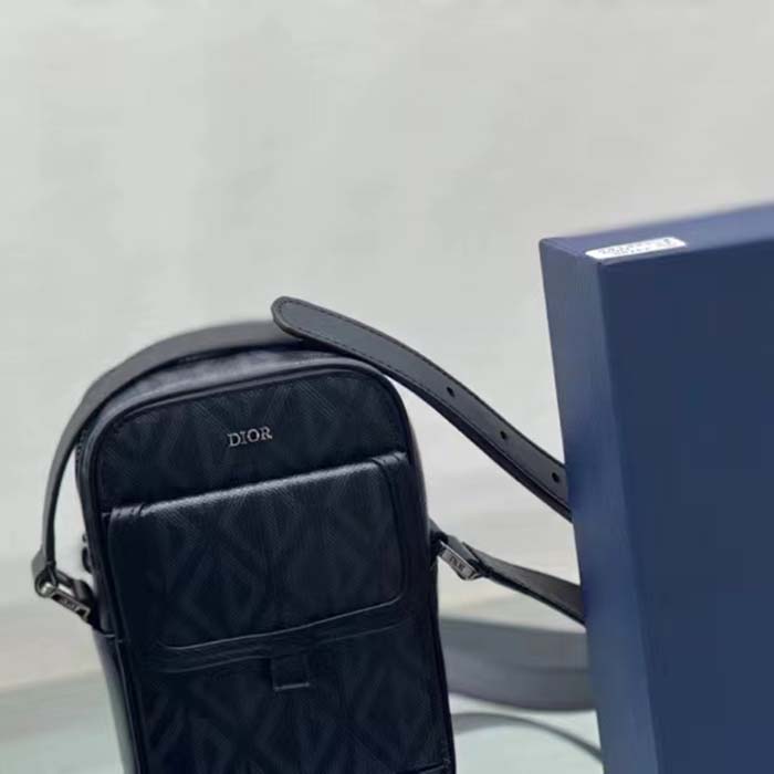 dior unisex hit the road vertical pouch black cd Di*m*nd canvas
