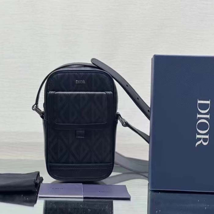 dior unisex hit the road vertical pouch black cd Di*m*nd canvas