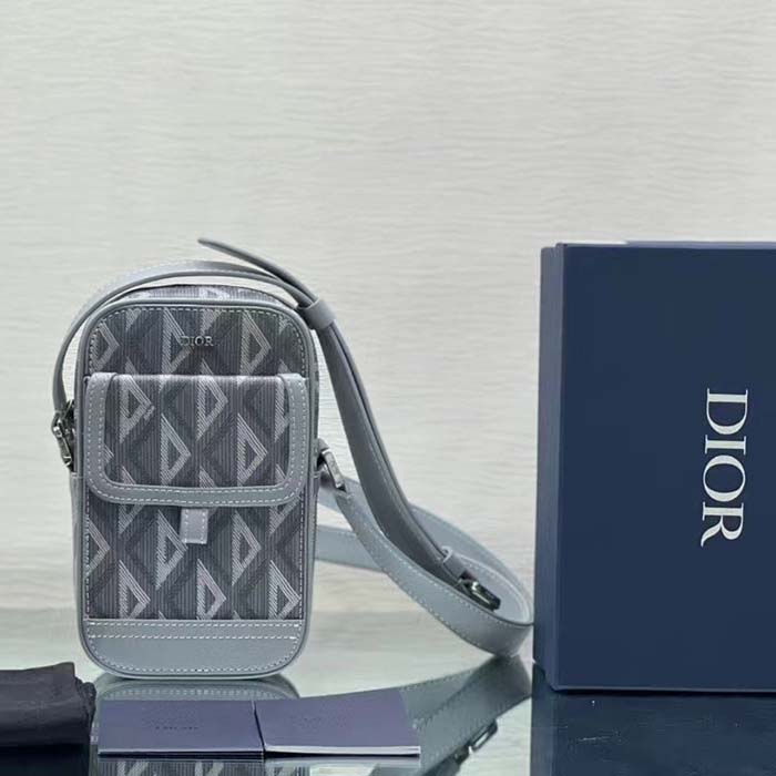dior unisex hit the road vertical pouch dior gray cd Di*m*nd canvas