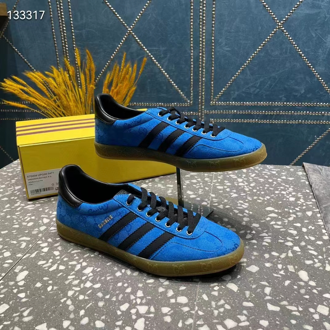 G*u*i unisex adidas x G*u*i gazelle sneaker blue original gg canvas rubber low 3 cm heel