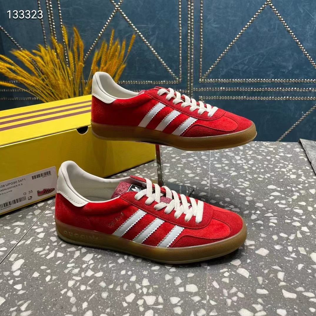 G*u*i unisex adidas x G*u*i gazelle sneaker red original gg canvas rubber low 3 cm heel
