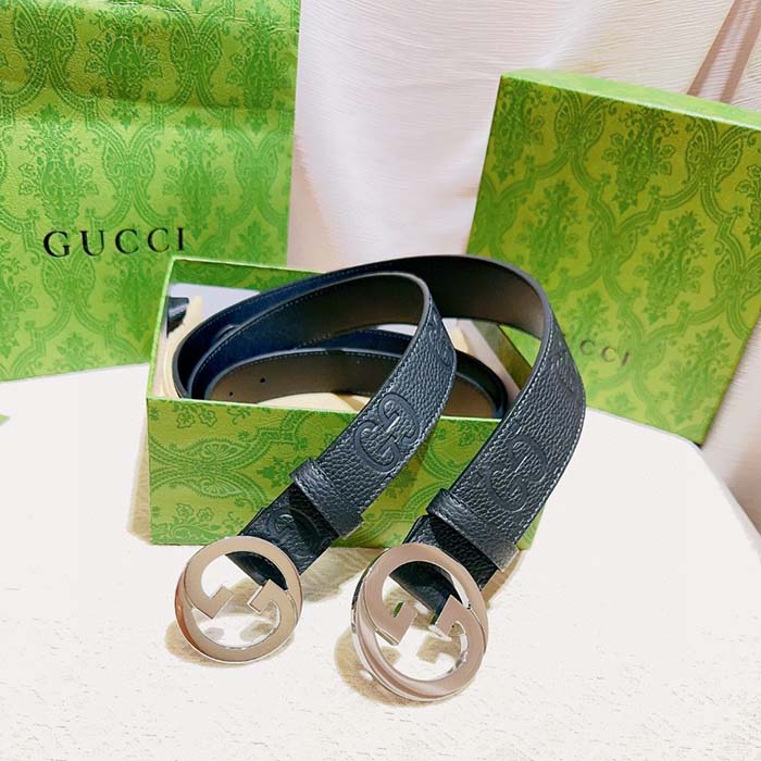 G*u*i unisex blondie belt black maxi gg leather g buckle 3 cm width