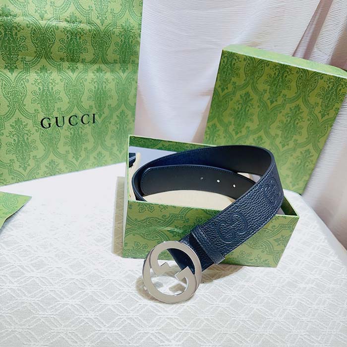 G*u*i unisex blondie wide belt black maxi gg leather g buckle 4 cm width