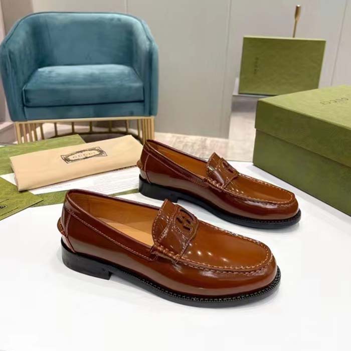 G*u*i unisex gg interlocking g cut-out loafer cuir leather flat 1.5 cm heel