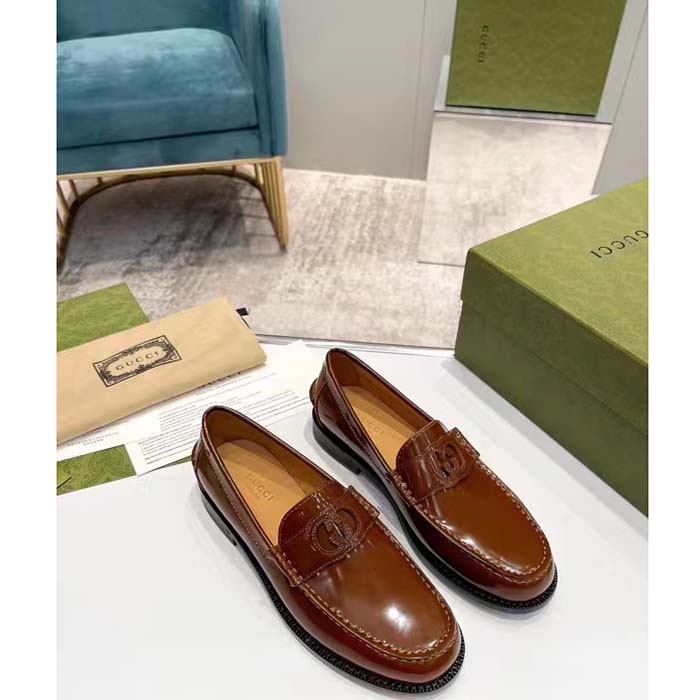 G*u*i unisex gg interlocking g cut-out loafer cuir leather flat 1.5 cm heel