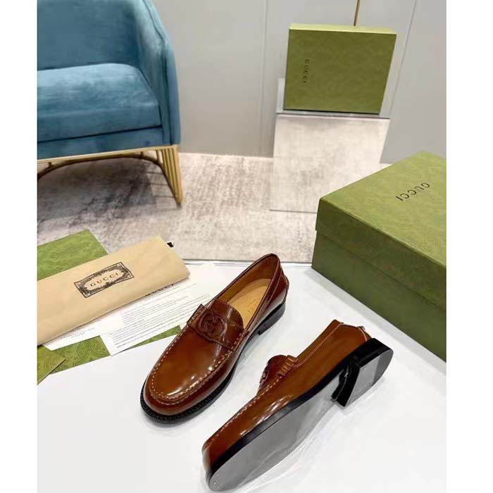 G*u*i unisex gg interlocking g cut-out loafer cuir leather flat 1.5 cm heel