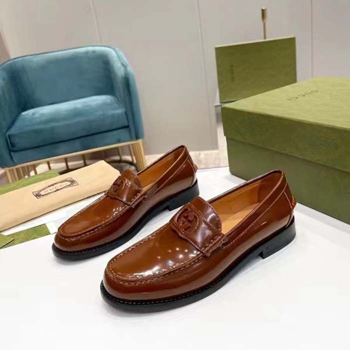 G*u*i unisex gg interlocking g cut-out loafer cuir leather flat 1.5 cm heel