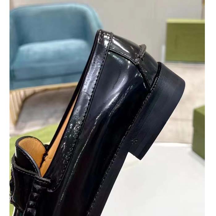 G*u*i unisex gg interlocking g loafer black leather sole flat 1.5 cm heel