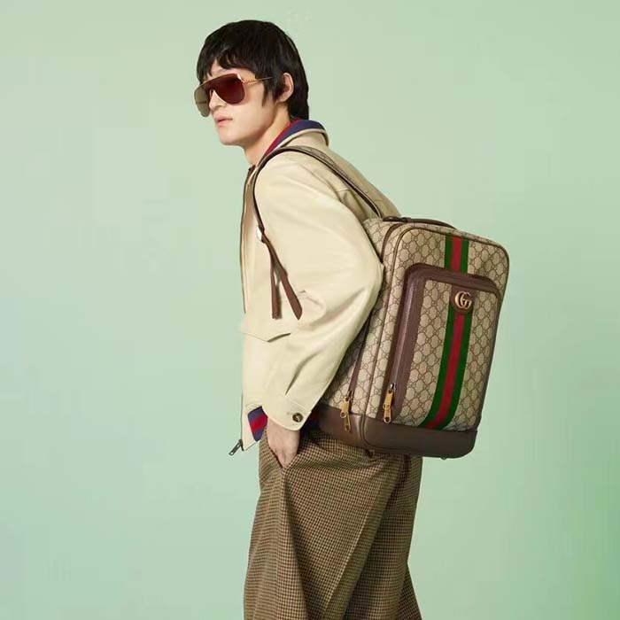 G*u*i unisex ophidia gg medium backpack beige ebony gg supreme canvas double g