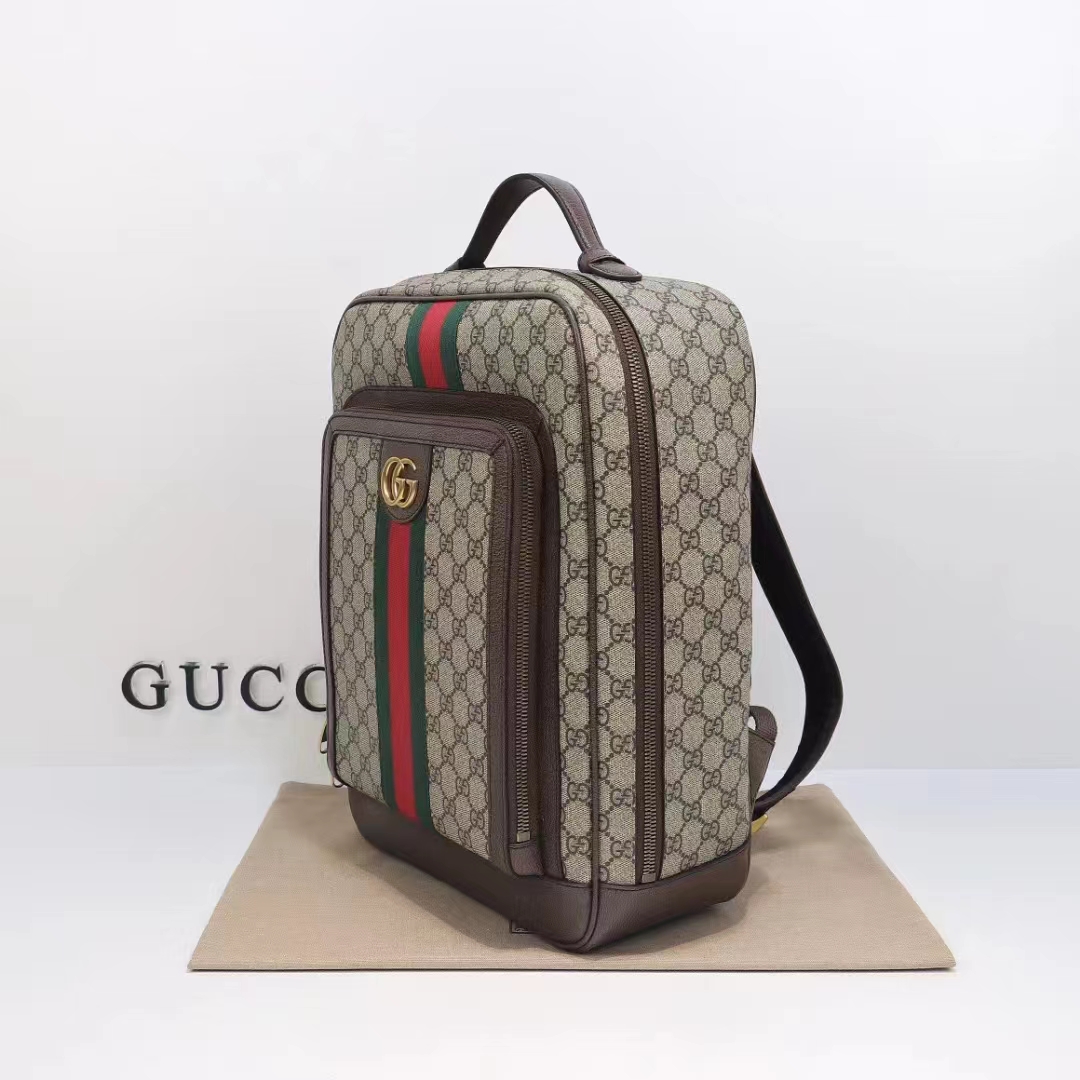 G*u*i unisex ophidia gg medium backpack beige ebony gg supreme canvas double g