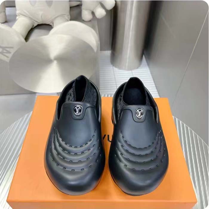 Louis Vuitton LV Unisex LV Shark Clog Black EVA Rubber Anatomic Insole
