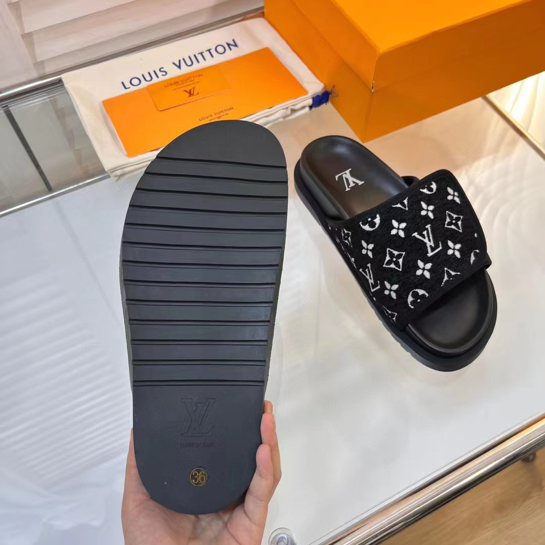 Louis Vuitton LV Unisex Miami Mule Black Mini Monogram Textile Anatomic Insole