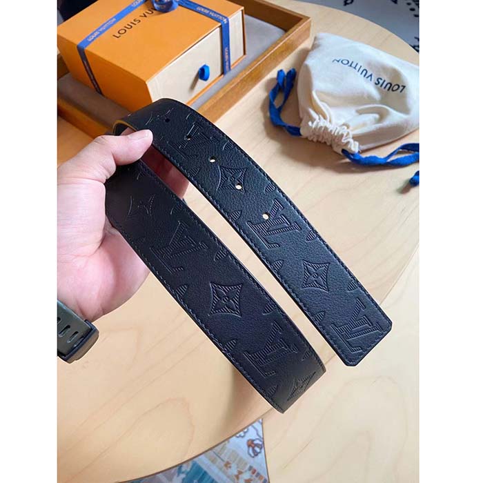 Louis Vuitton Unisex LV Shadow 40 MM Reversible Belt Black Monogram Shadow Smooth Leather