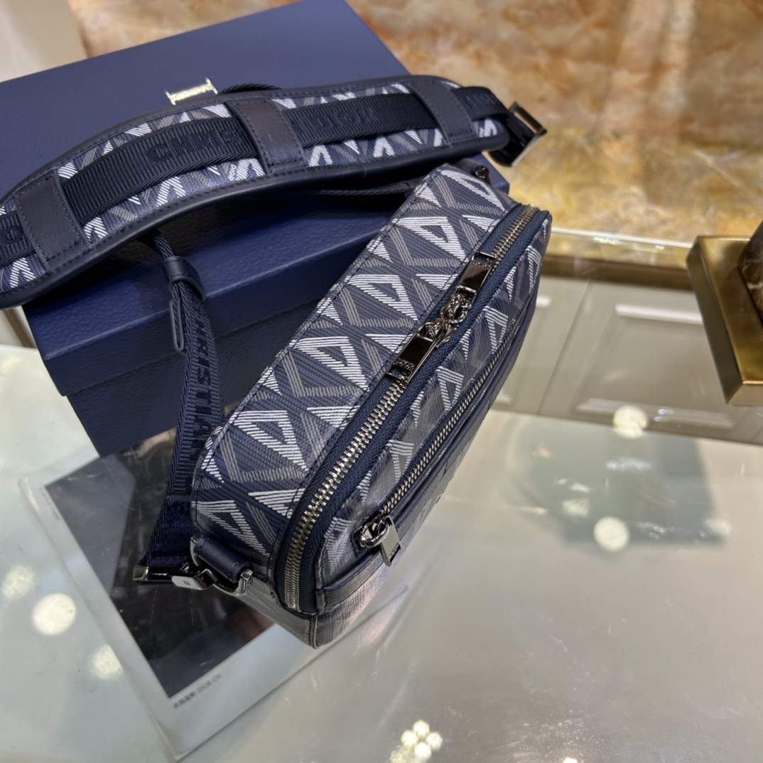 dior unisex cd safari bag strap navy blue cd Di*m*nd canvas