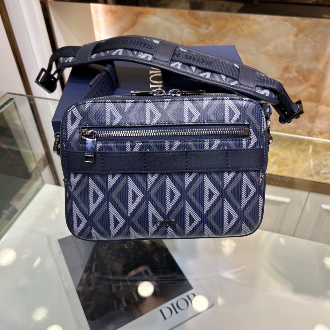 dior unisex cd safari bag strap navy blue cd Di*m*nd canvas