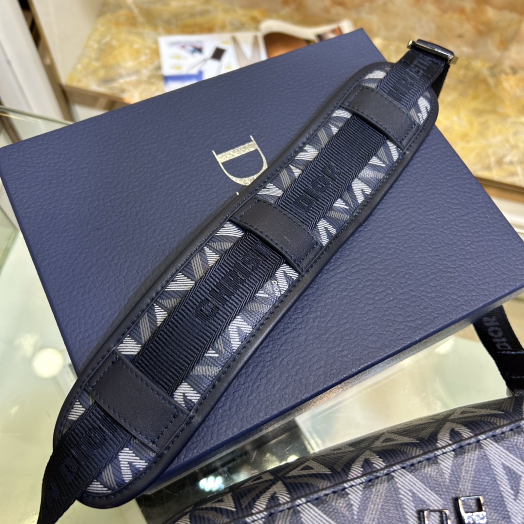 dior unisex cd safari bag strap navy blue cd Di*m*nd canvas