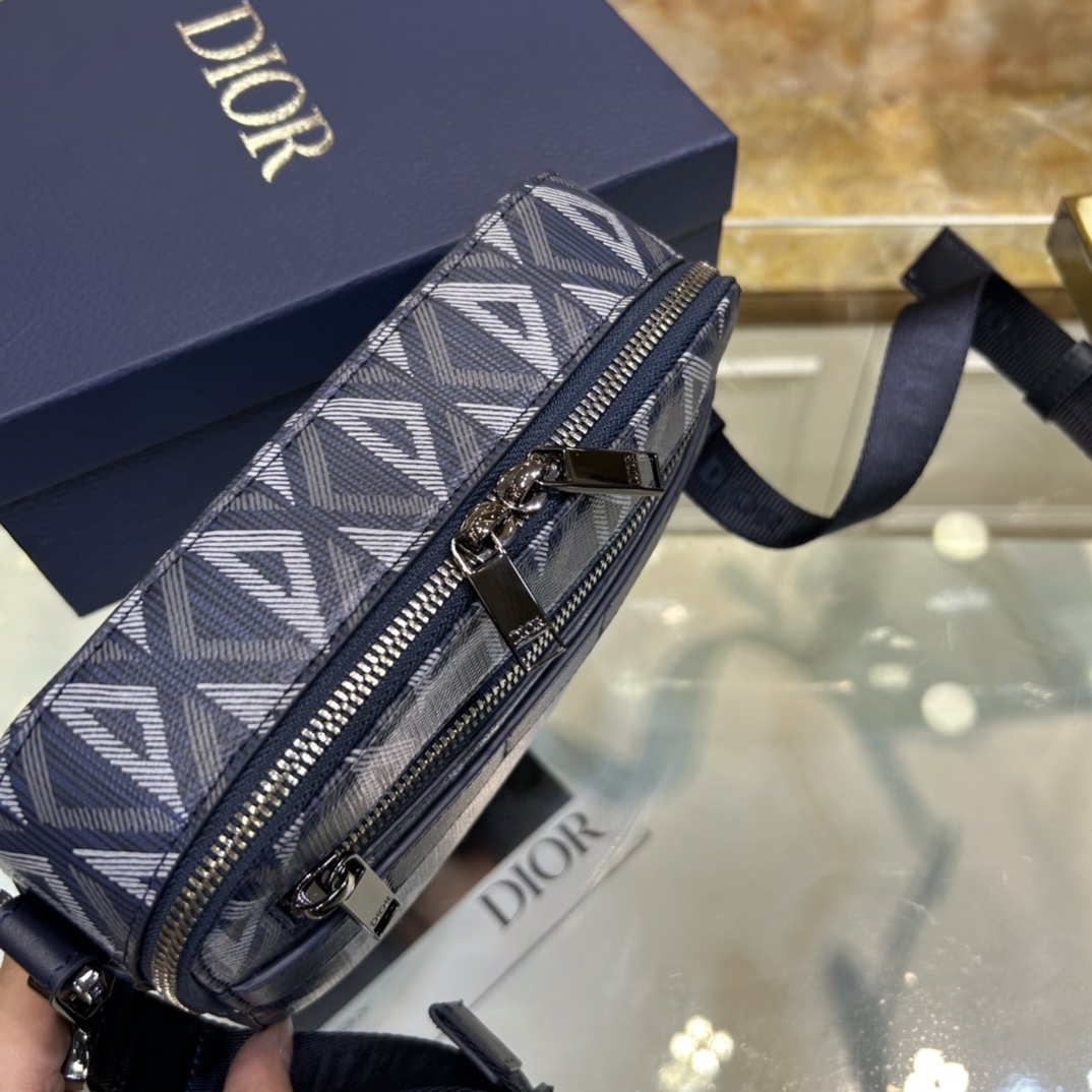dior unisex cd safari bag strap navy blue cd Di*m*nd canvas