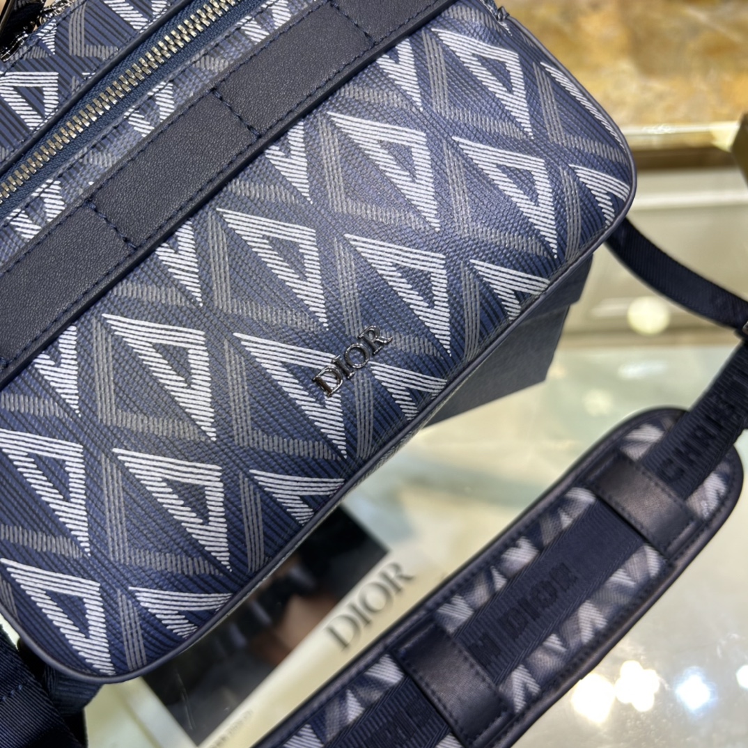 dior unisex cd safari bag strap navy blue cd Di*m*nd canvas
