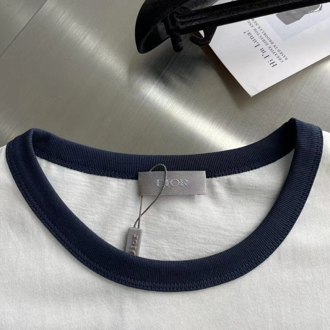 Dior Men CD Relaxed-Fit Dior Tears T-Shirt White Slub Cotton Jersey