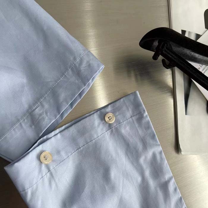G*u*i men cotton poplin embroidery light blue piece dyed point collar detachable sleeves