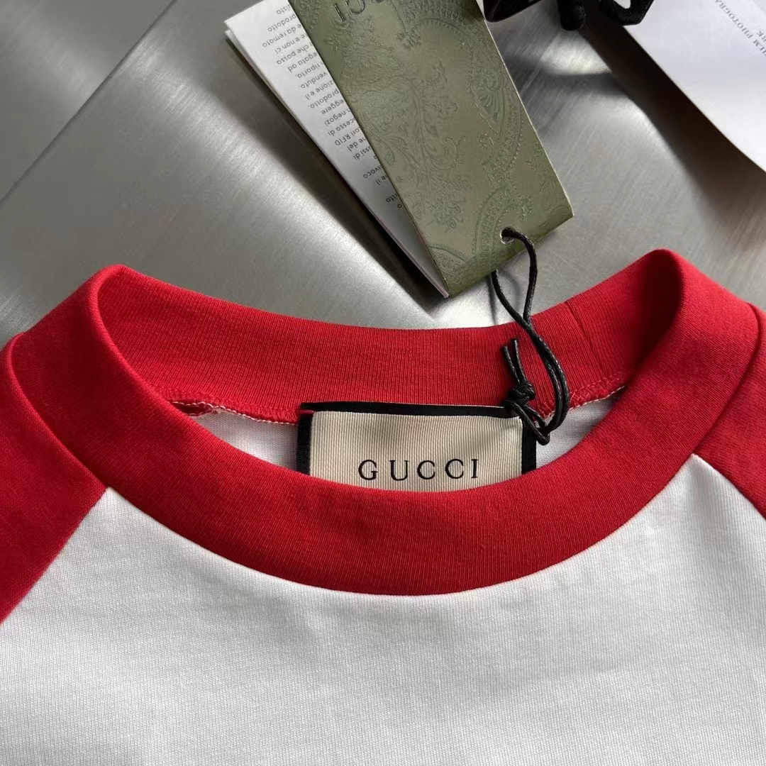 G*u*i women gg cotton jersey t-shirt red off white medium crewneck raglan sleeves