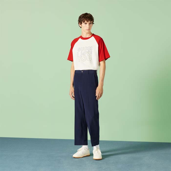 G*u*i men gg cotton jersey t-shirt red off white medium crewneck raglan sleeves