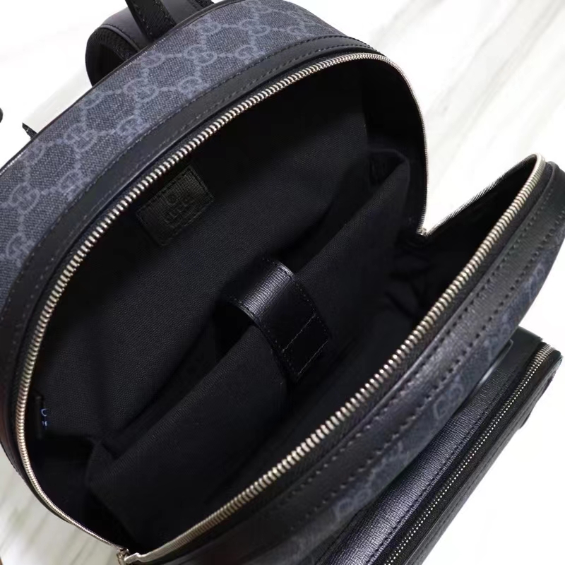 G*u*i unisex backpack interlocking g black gg supreme canvas leather top handle