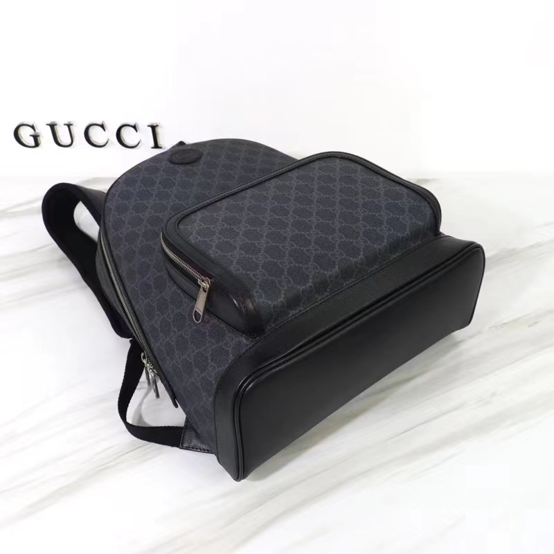 G*u*i unisex backpack interlocking g black gg supreme canvas leather top handle