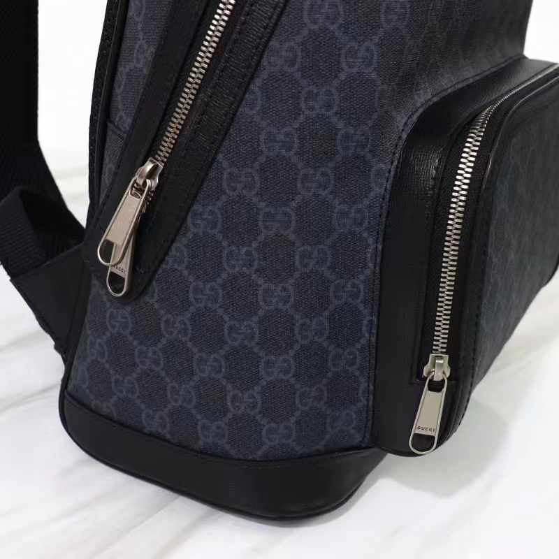 G*u*i unisex backpack interlocking g black gg supreme canvas leather top handle