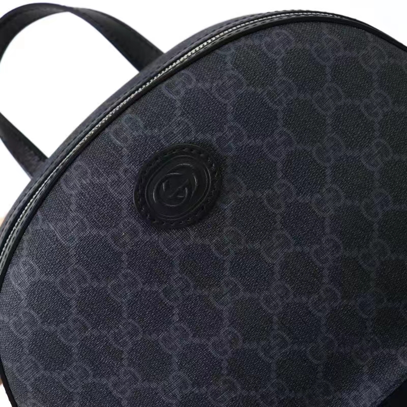 G*u*i unisex backpack interlocking g black gg supreme canvas leather top handle