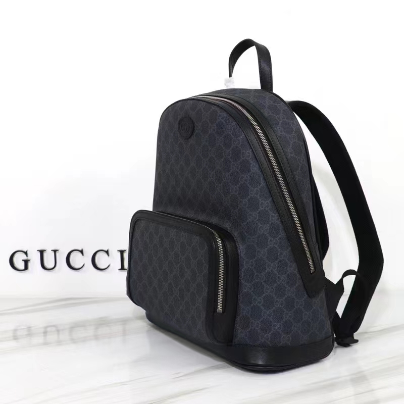 G*u*i unisex backpack interlocking g black gg supreme canvas leather top handle