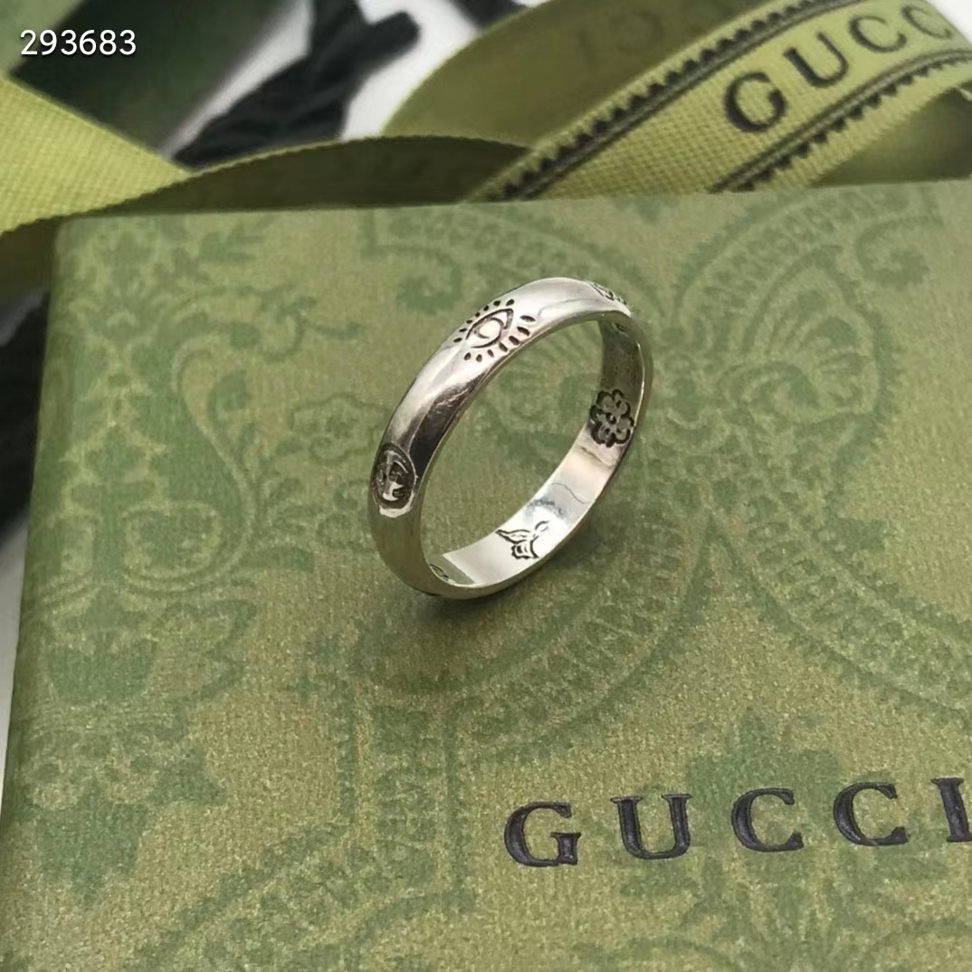 g*u*i unisex blind for love ring silver eye He**ts birds flowers interlocking g 925 sterling silver
