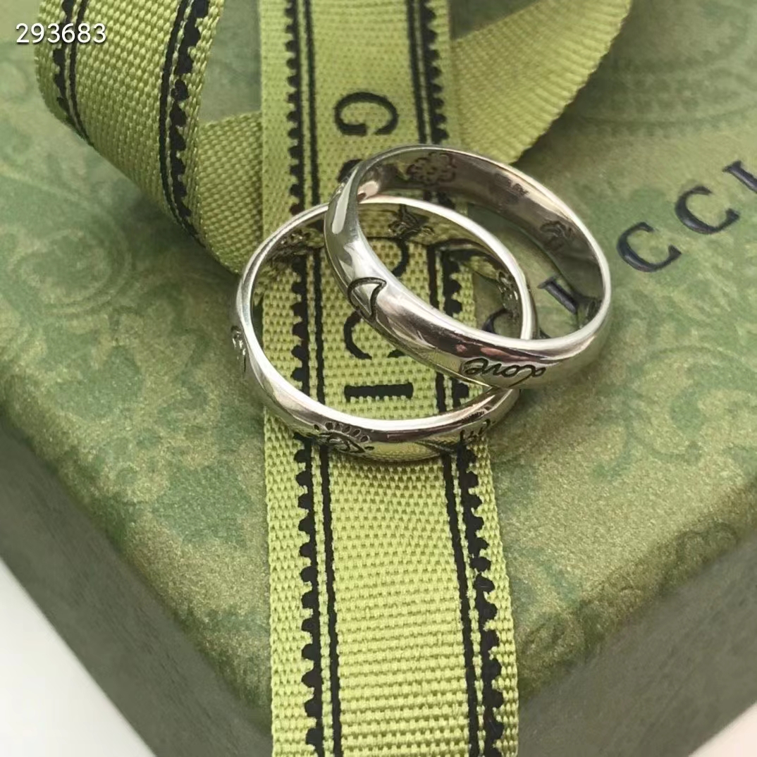 g*u*i unisex blind for love ring silver eye He**ts birds flowers interlocking g 925 sterling silver