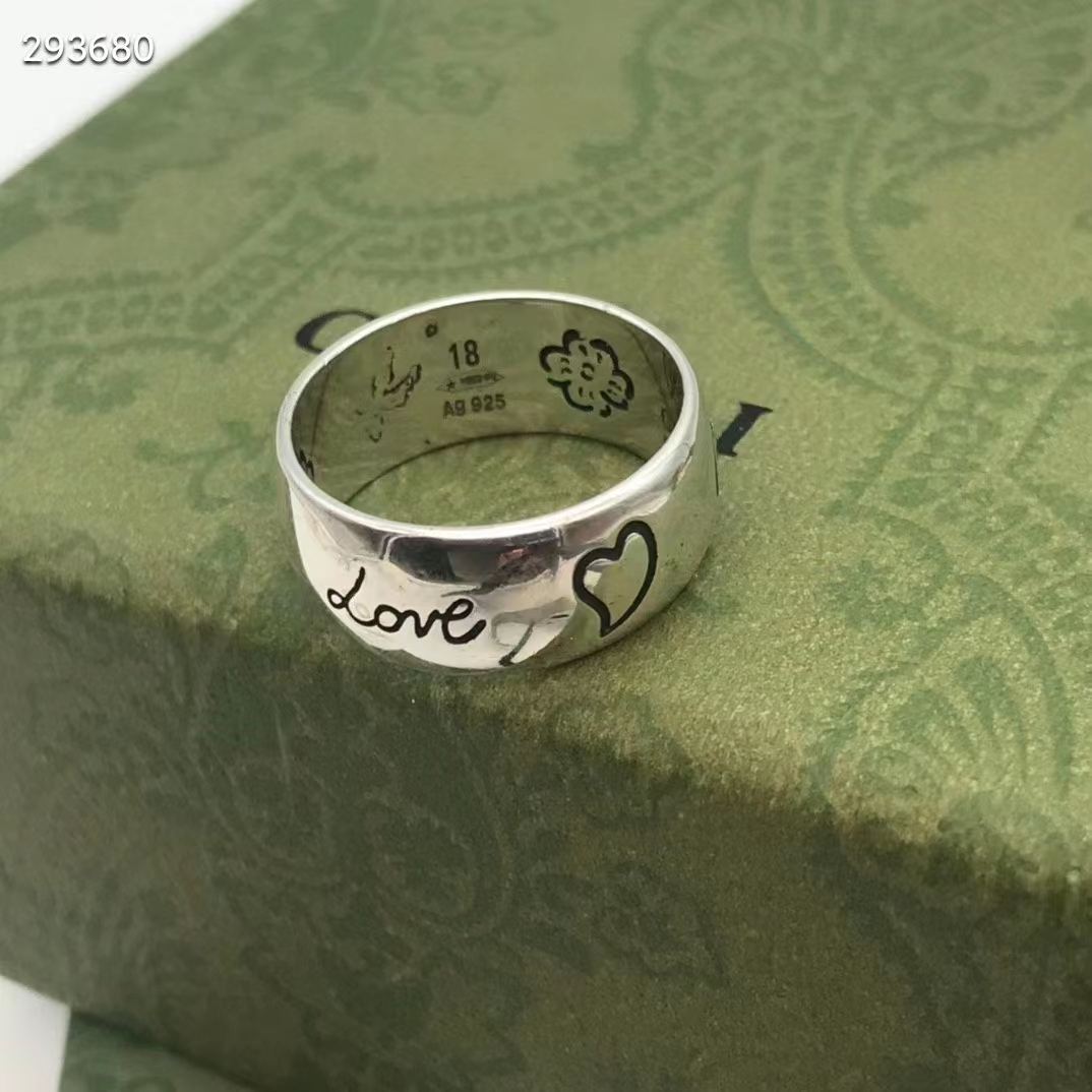g*u*i unisex blind for love silver eye He**ts birds flowers interlocking g 925 sterling silver
