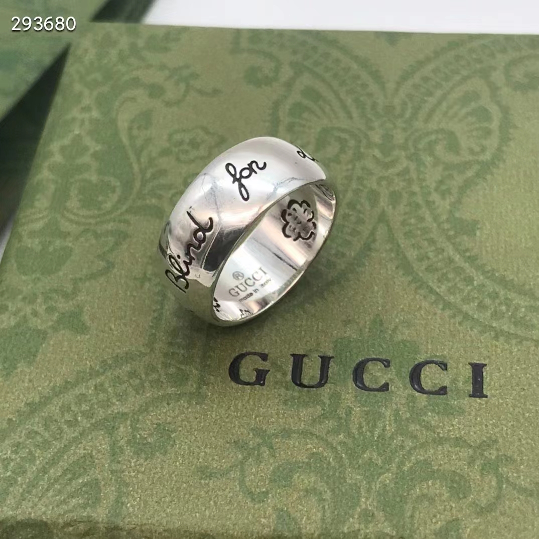 g*u*i unisex blind for love silver eye He**ts birds flowers interlocking g 925 sterling silver